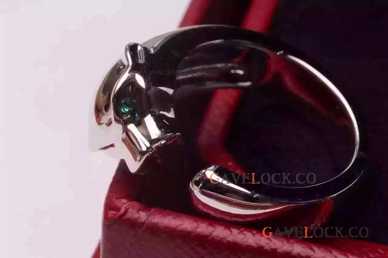 Replica Cartier Leapord Silver Diamond Ring with Cartier Ring Box Replica